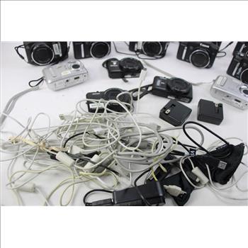 Bulk Lot Cameras And Cable Adapters