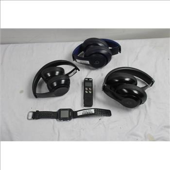 Bulk Lot Headphones, Pencil, Voice Recorder, Adapter, And More