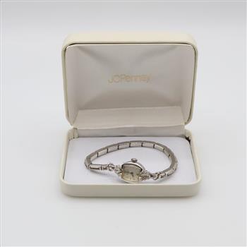 Bulova 10kt White RGP Diamond Accent Watch