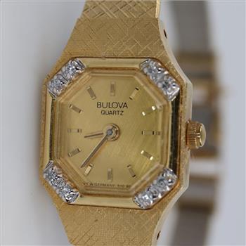 Bulova 14kt GP Diamond Watch