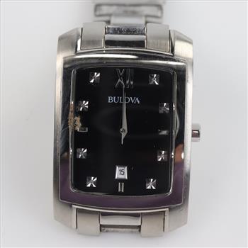 Bulova Black Dial And Diamond Watch