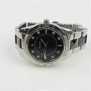 Bulova Black Dial Steel Watch