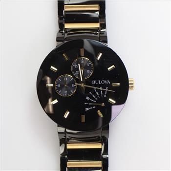 Bulova Black Dial Two Tone Watch