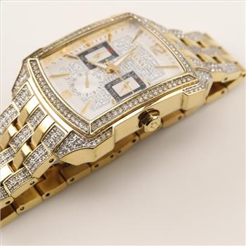 Bulova Crystal Accent Rectangular White Dial Watch