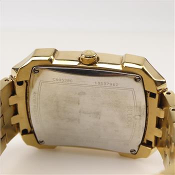 Bulova Crystal Accent Rectangular White Dial Watch