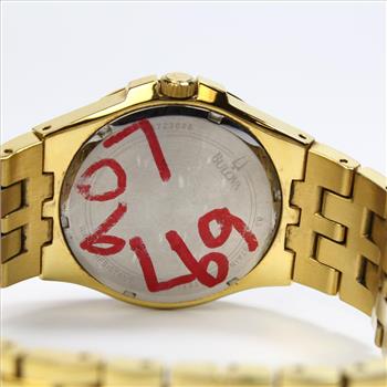 Bulova Crystal Gold- Tone Stainless Steel Watch