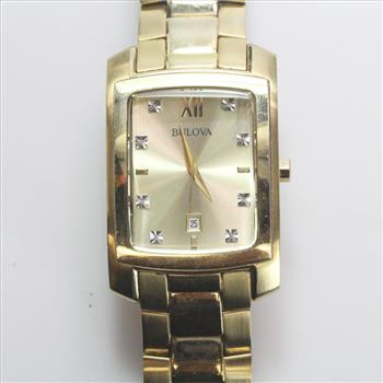 Bulova Diamond Stainless Steel Watch