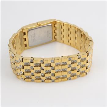 Bulova Men's Crystal Gold Tone Diamond Accented Watch