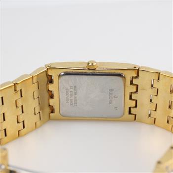 Bulova Men's Crystal Gold Tone Diamond Accented Watch