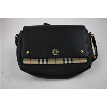 Burberry Note Bag Black/Checker Print Crossbody - Doublechecked By Entrupy