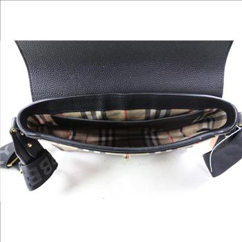 Burberry Note Bag Black/Checker Print Crossbody - Doublechecked By Entrupy