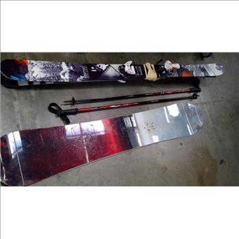 Burton Snowboard And Salomon 108 Rocker Skis