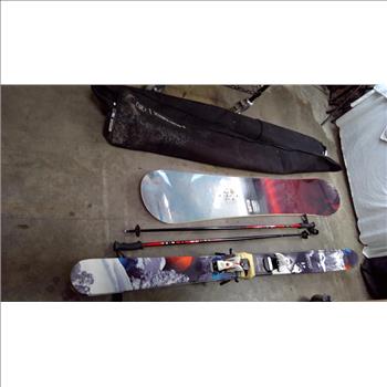 Burton Snowboard And Salomon 108 Rocker Skis