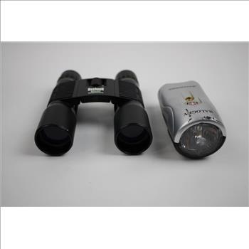 Bushnell 60x40 Binoculars With MAG-LITE, Schwinn Flashlights In Camera Bag, 5 Pieces
