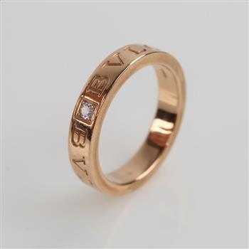 Bvlgari 18kt Rose Gold Diamond B. Zero 1 Ring-Evaluated By Our Certified Gemologist-AGS/GIA