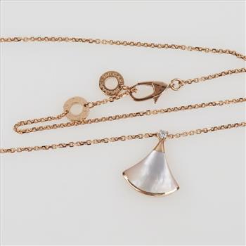 Bvlgari 18kt Rose Gold Divas Dream Necklace With Diamond Pendant-Evaluated By Certified Gemologist