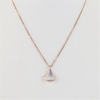 Bvlgari 18kt Rose Gold Divas Dream Necklace With Diamond Pendant-Evaluated By Certified Gemologist
