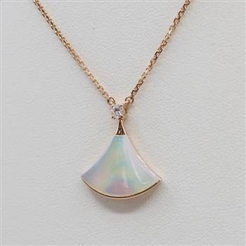 Bvlgari 18kt Rose Gold Divas Dream With M-O-P Diamond Drop Pendant-Evaluated By Certified Gemologist