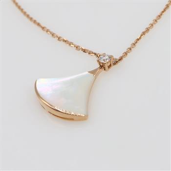 Bvlgari 18kt Rose Gold Divas Dream With M-O-P Diamond Drop Pendant-Evaluated By Certified Gemologist