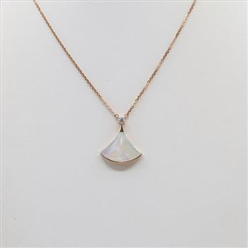 Bvlgari 18kt Rose Gold Divas Dream With M-O-P Diamond Drop Pendant-Evaluated By Certified Gemologist
