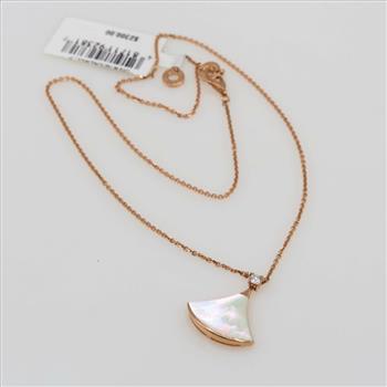 Bvlgari 18kt Rose Gold Divas Dream With M-O-P Diamond Drop Pendant-Evaluated By Certified Gemologist
