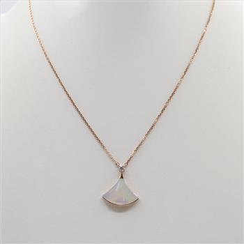 Bvlgari 18kt Rose Gold Divas Dream With M-O-P Diamond Drop Pendant-Evaluated By Certified Gemologist