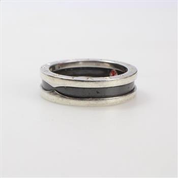 Bvlgari Silver And Black Ceramic Save The Children Ring, 7.53g