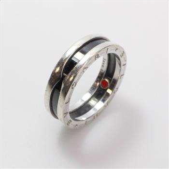 Bvlgari Silver And Black Ceramic Save The Children Ring, 7.53g