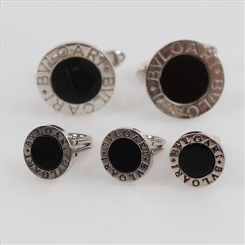 Bvlgari Sterling Silver Cufflinks, 5 Pieces