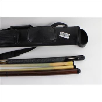 Bw And Schon Wood / Fiberglass Pool Sticks In 1 Leather Case