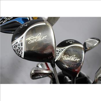 Callaway Golf Bag; 12 Pieces: Callaway FW Fairway Wood, 8 Iron, P-Putter, 6-Hybrid, 5-Hybrid, S-Sand, 7 Iron, 9 Iron, Sasquatch