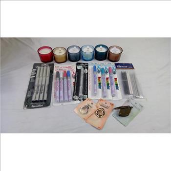 Calligraphy Markers, Paint Markers, Jar Candles, Sanding Needles, And More, 16 Pieces