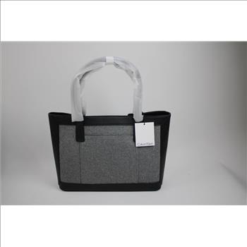 Calvin Klein Black/Gray Wool Tote Bag