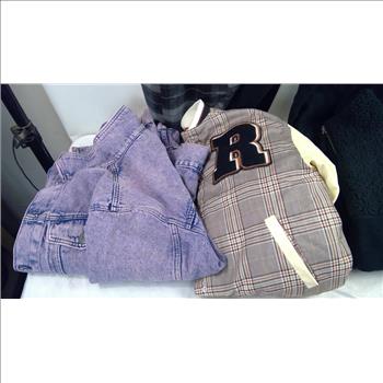 Calvin Klein, H&M Divided Jackets, Dress, Sweaters, 6 Pieces In Storage Bin