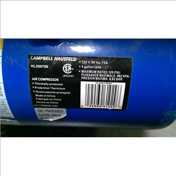 Campbell Hausfeld 2.0 HP 4 Gallon Portable Air Compressor 125 PSI