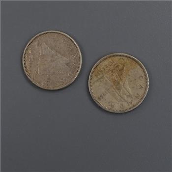 Canadian Silver 10 Cents, 2 Pieces