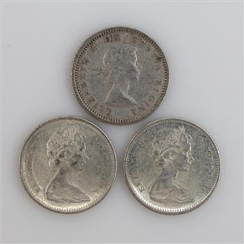 Canadian Silver 10 Cents, 3 Pieces