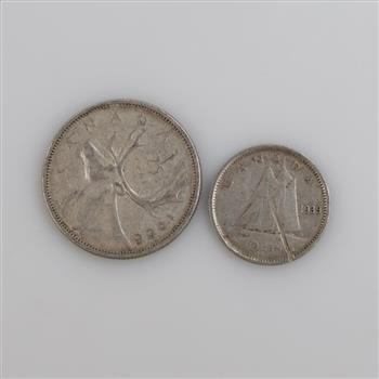 Canadian Silver Coins, 2 Pieces