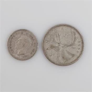 Canadian Silver Coins, 2 Pieces