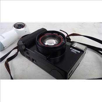 Canon ML Auto Focus 35mm SLR Camera, Samsung 360 Camera