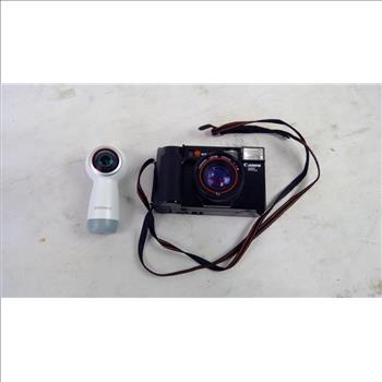 Canon ML Auto Focus 35mm SLR Camera, Samsung 360 Camera