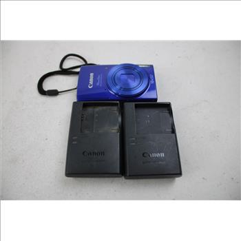 Canon Powershot Blue Digital Camera With Battery Chargers