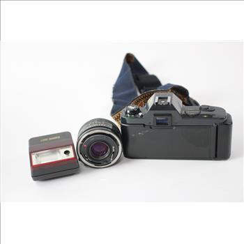 Canon T50 35mm Film SLR Camera, Body, 50mm FD 1:1.8 Lens, Speedlite 244T Flash