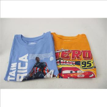 Captain America, Bluey, Pixar Cars Youth Shirts, Size 5/6, 4 Pieces