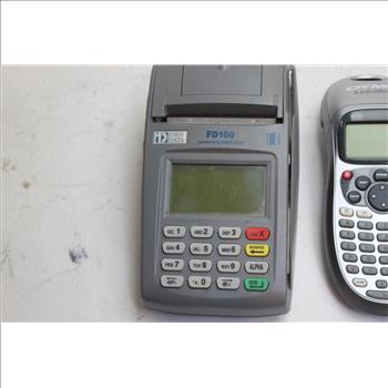Card Reader, Label Maker, Pinpad: First Data, Dymo LetraTag: 3 Items