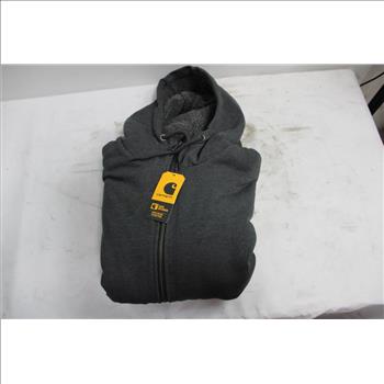 Carhartt Rain Defender Relaxed Fit Midweight Sherpa-Lined Full-Zip Sweatshirt, Size Large, Grey