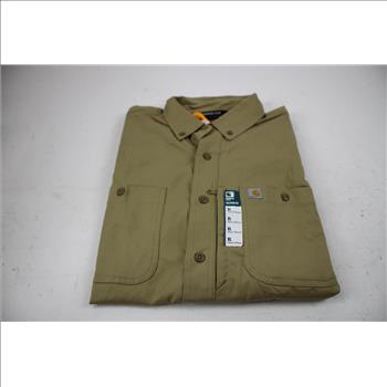 Carhartt Rugged Professional Series Relaxed Fit Canvas Button Work Shirt, Beige, XL