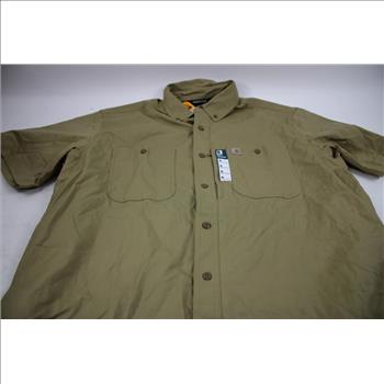 Carhartt Rugged Professional Series Relaxed Fit Canvas Button Work Shirt, Beige, XL