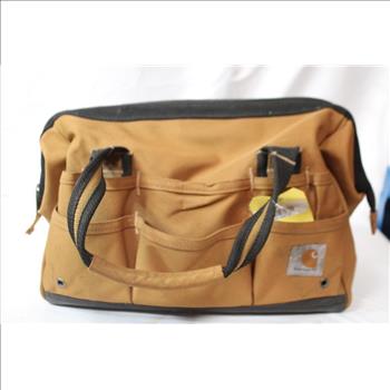 Carhartt Tool Bag With Mixed Tools - Locking Pliers, Husky Adjustable Wrench, And More