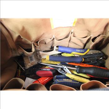 Carhartt Tool Bag With Mixed Tools - Locking Pliers, Husky Adjustable Wrench, And More